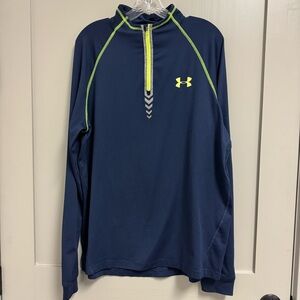 Under Armour NFL Combine Fitted 1/4 Zip Men’s Size Large Navy‎ with Lime Green